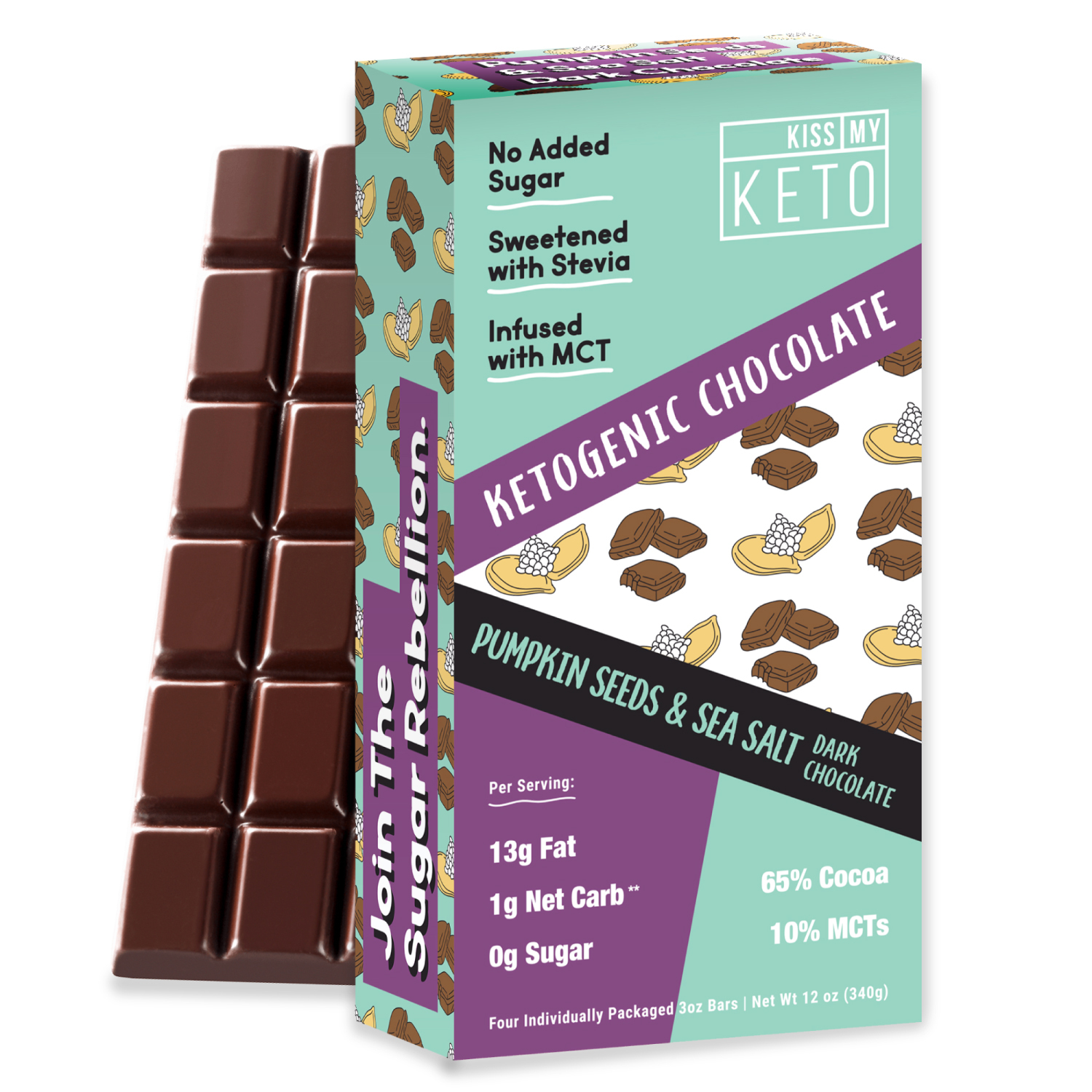 PUMPKIN SEEDS & SEA SALT DARK CHOCOLATE KETOGENIC BARS The Natural