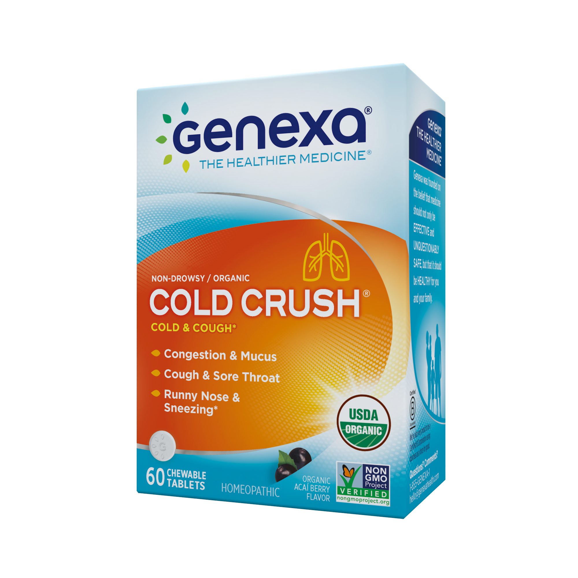 HOMEOPATHIC COLD & COUGH CHEWABLE TABLETS, ORGANIC ACAI BERRY FLAVOR