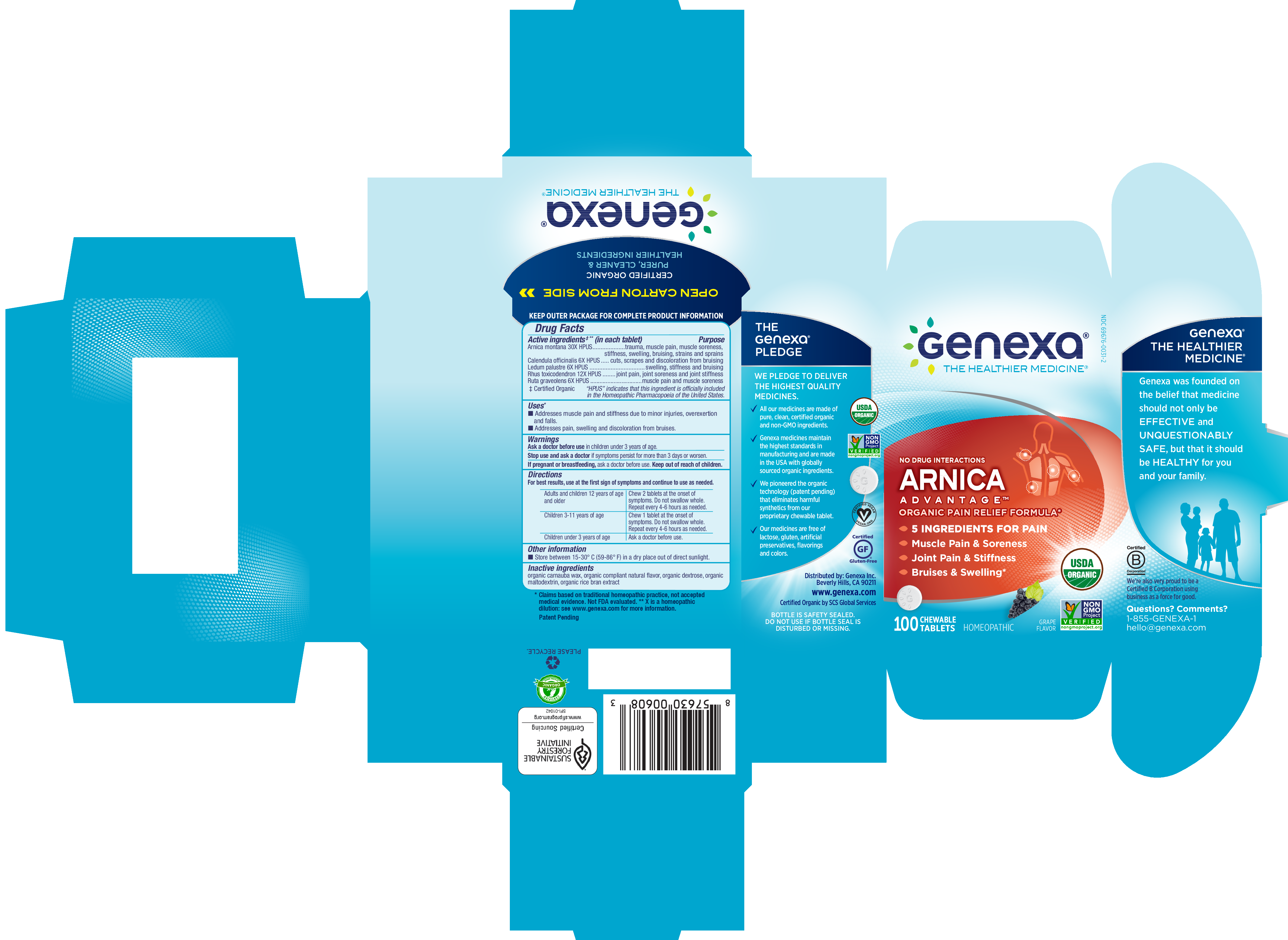 HOMEOPATHIC ORGANIC PAIN RELIEF FORMULA CHEWABLE TABLETS, GRAPE FLAVOR The Natural Products