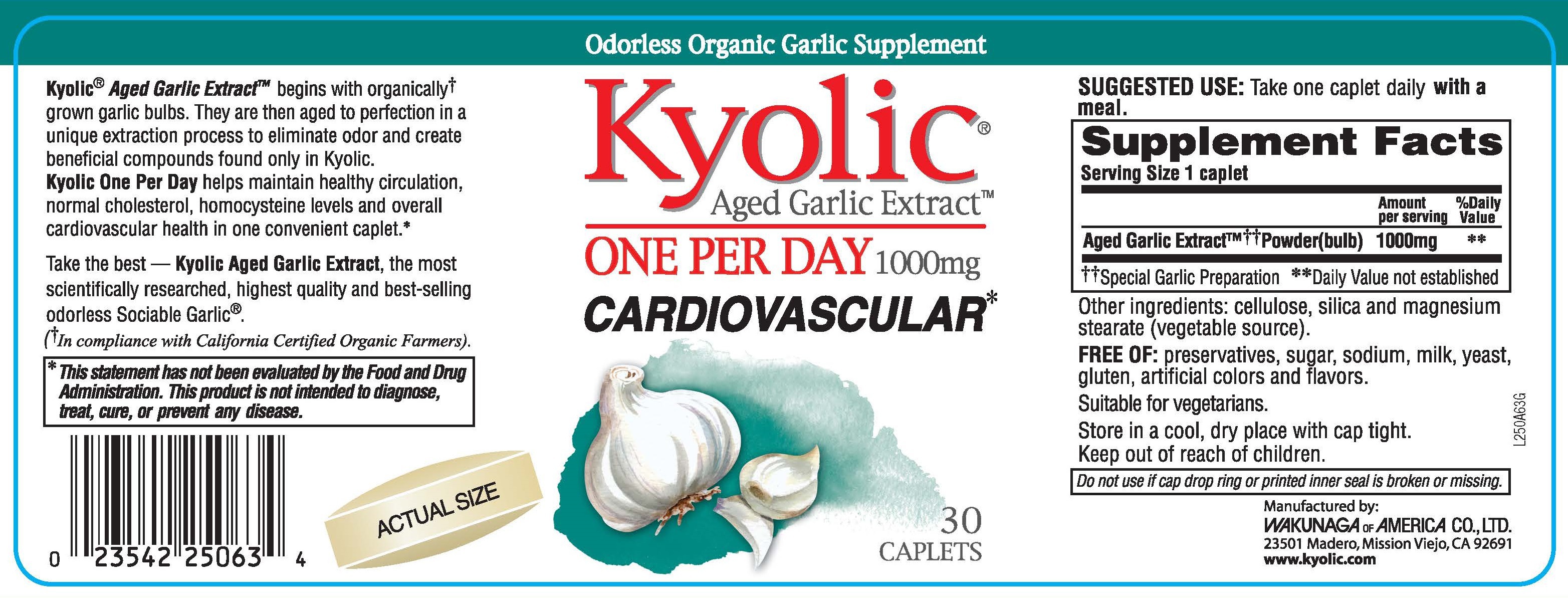 One Per Day 1000mg Aged Garlic Extract Odorless Organic Garlic