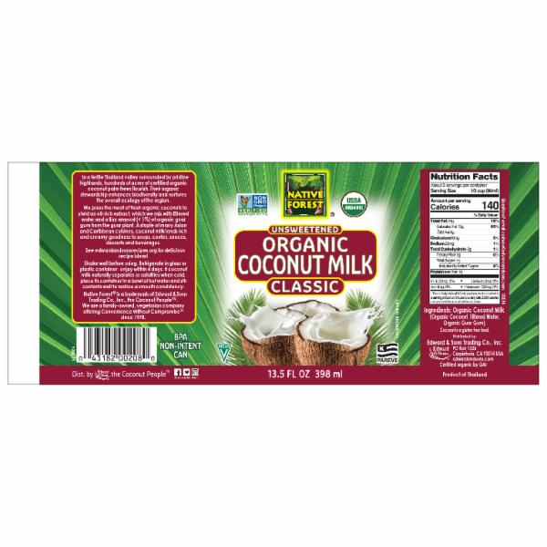 UNSWEETENED CLASSIC ORGANIC COCONUT MILK The Natural Products Brands