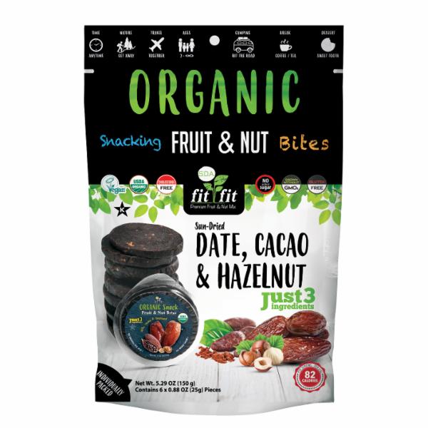 SUNDRIED DATE, CACAO & HAZELNUT SNACKING PREMIUM FRUIT & NUT MIX BITES