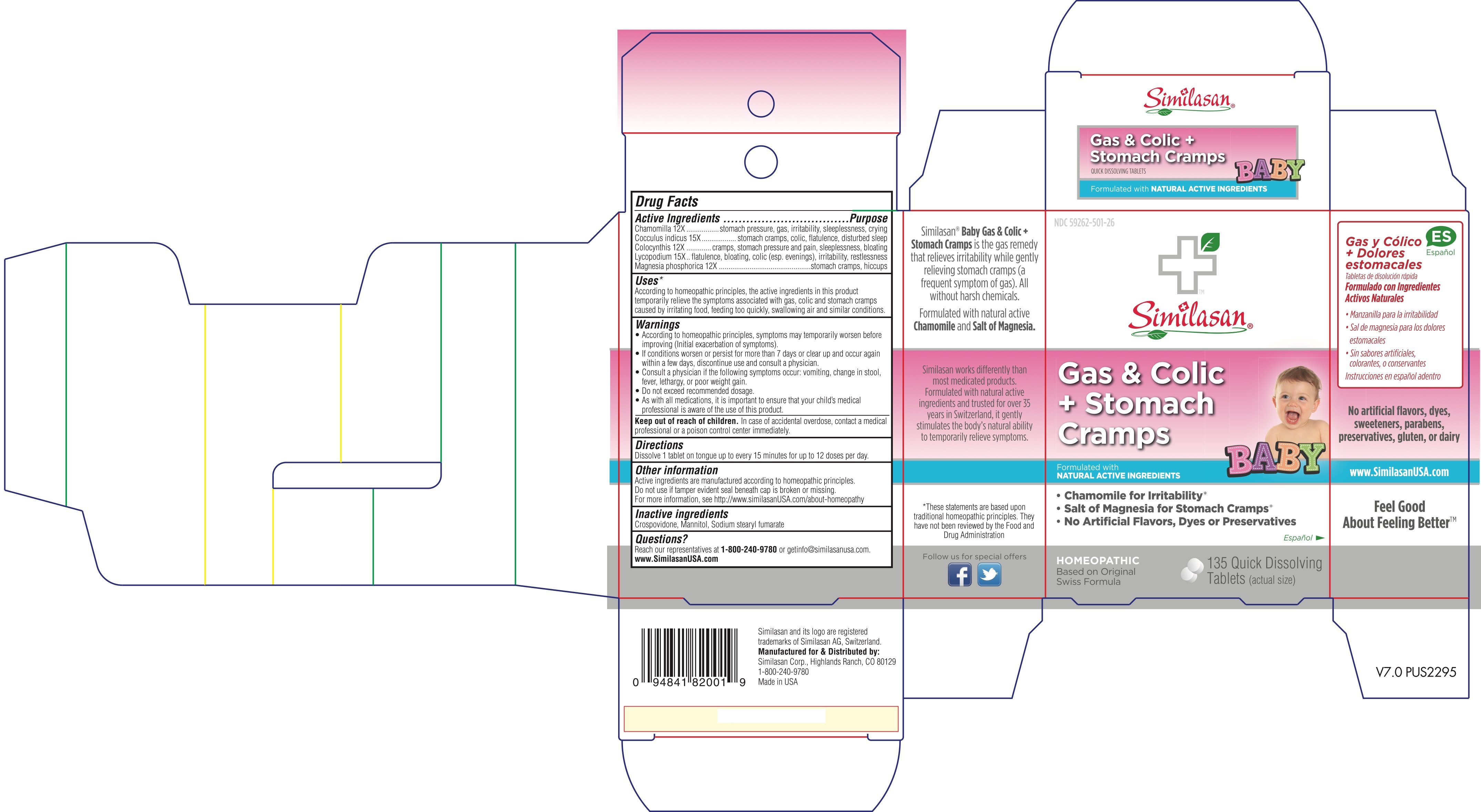 GAS & COLIC + STOMACH CRAMPS HOMEOPATHIC 135 QUICK DISSOLVING BABY