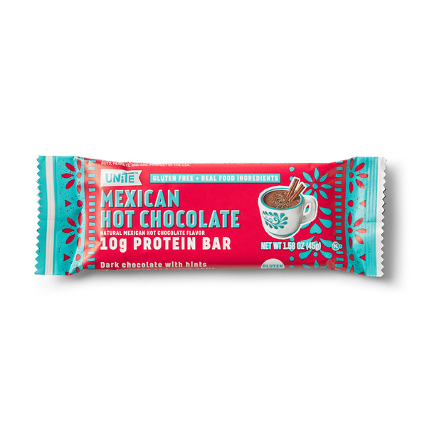 MEXICAN HOT CHOCOLATE DARK CHOCOLATE WITH HINTS OF CINNAMON AND WARM CHILI. PROTEIN BAR The