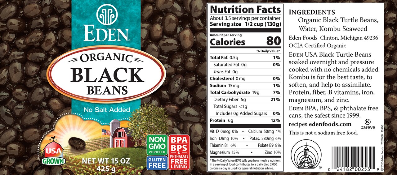 NO SALT ADDED ORGANIC BLACK BEANS The Natural Products Brands Directory