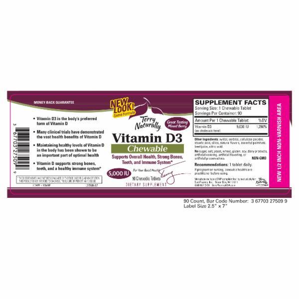 VITAMIN D3 5,000 IU DIETARY SUPPLEMENT CHEWABLE TABLETS The Natural