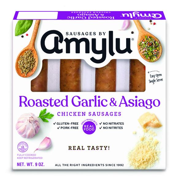 ROASTED GARLIC & ASIAGO CHICKEN SAUSAGES The Natural Products Brands