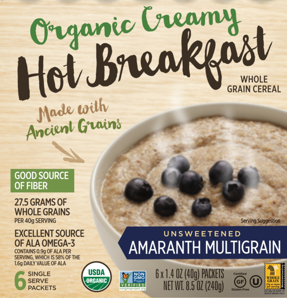 UNSWEETENED AMARANTH MULTIGRAIN ORGANIC CREAMY HOT BREAKFAST WHOLE